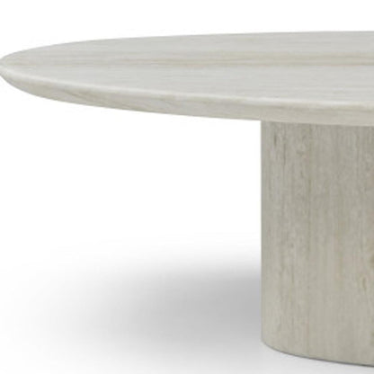Sia 51" Genuine Marble Oval Pedestal Table | Beige