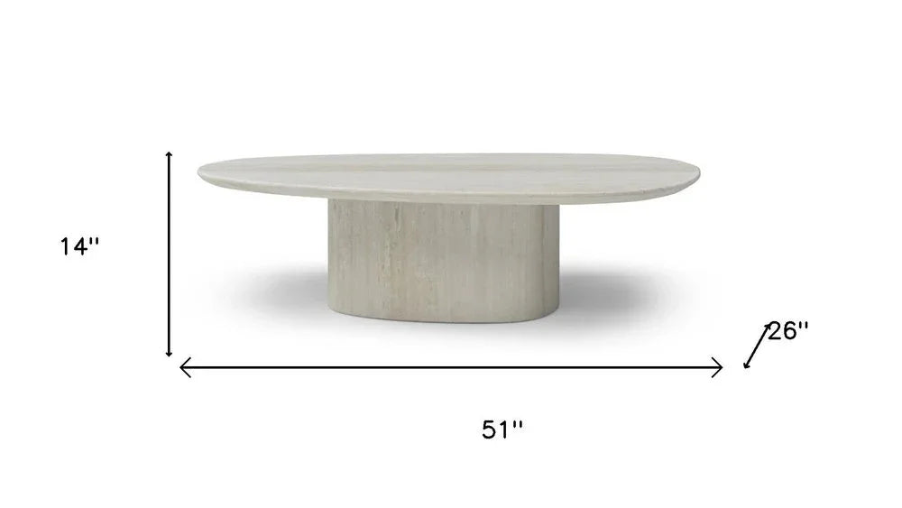 Sia genuine marble coffee table dimensions diagram showing 51-inch width, 14-inch height, and 26-inch depth.