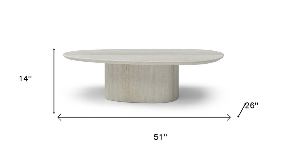 Sia 51" Genuine Marble Oval Pedestal Table | Beige