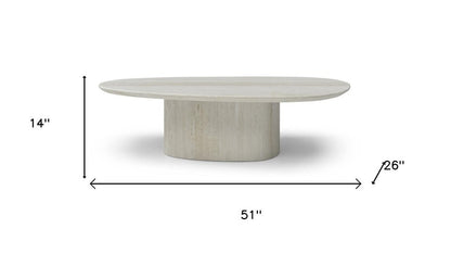 Sia 51" Genuine Marble Oval Pedestal Table | Beige