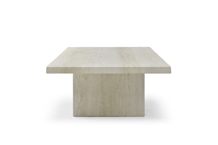 55" Beige Genuine Marble and Marble Double Pedestal Coffee Table - Fluent Trends Coffee Tables