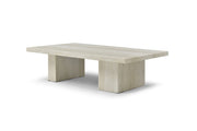 55" Beige Genuine Marble and Marble Double Pedestal Coffee Table - Fluent Trends Coffee Tables