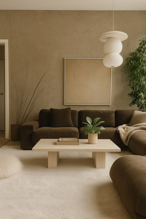 55" Beige Genuine Marble and Marble Double Pedestal Coffee Table - Fluent Trends Coffee Tables