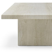 55" Beige Genuine Marble and Marble Double Pedestal Coffee Table - Fluent Trends Coffee Tables