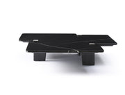 47" Black Genuine Marble and Solid Wood Free Form Coffee Table - Fluent Trends Coffee Tables