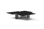 47" Black Genuine Marble and Solid Wood Free Form Coffee Table - Fluent Trends Coffee Tables