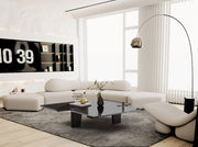 47" Black Genuine Marble and Solid Wood Free Form Coffee Table - Fluent Trends Coffee Tables