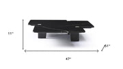 47" Black Genuine Marble and Solid Wood Free Form Coffee Table - Fluent Trends Coffee Tables