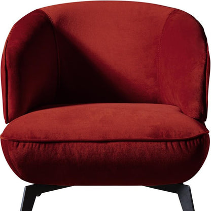 Red Velvet Black Metal Lounge Chair 28"