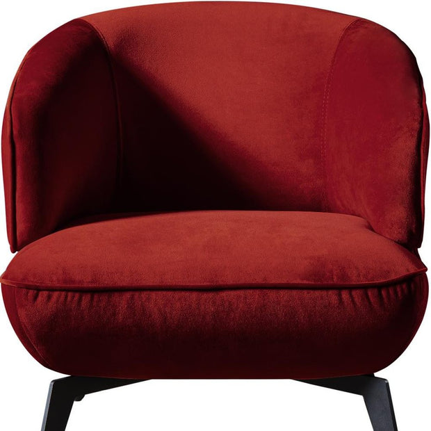 Red Velvet Black Metal Lounge Chair 28" - Fluent Trends Accent Chairs