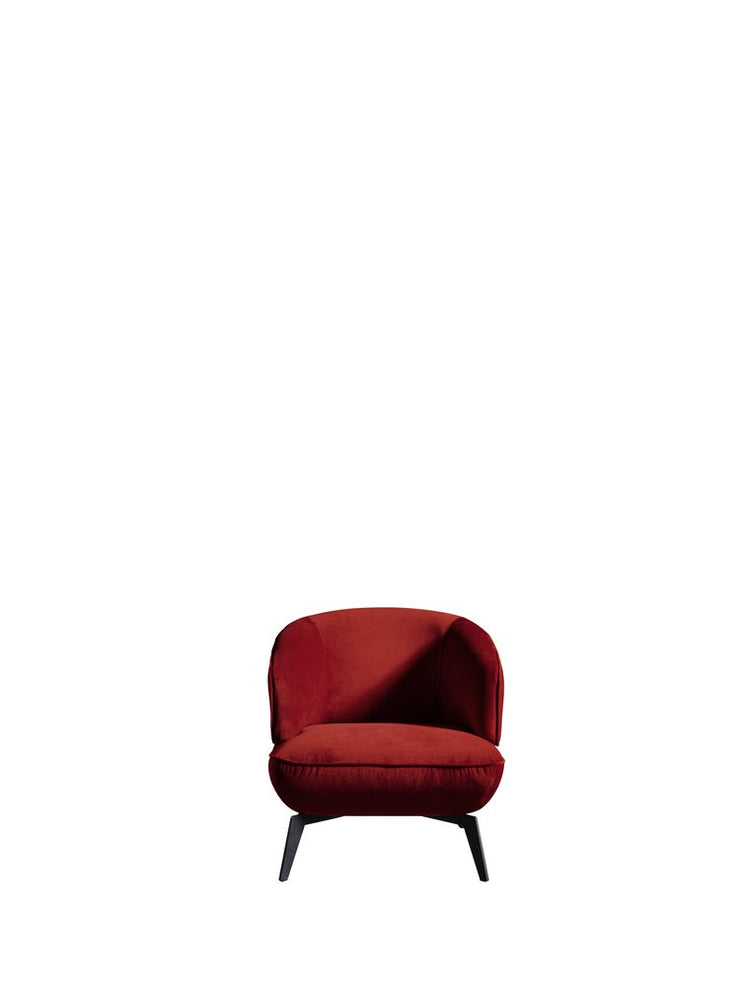 Red Velvet Black Metal Lounge Chair 28" - Fluent Trends Accent Chairs