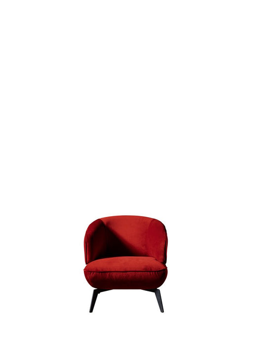 Red Velvet Black Metal Lounge Chair 28"