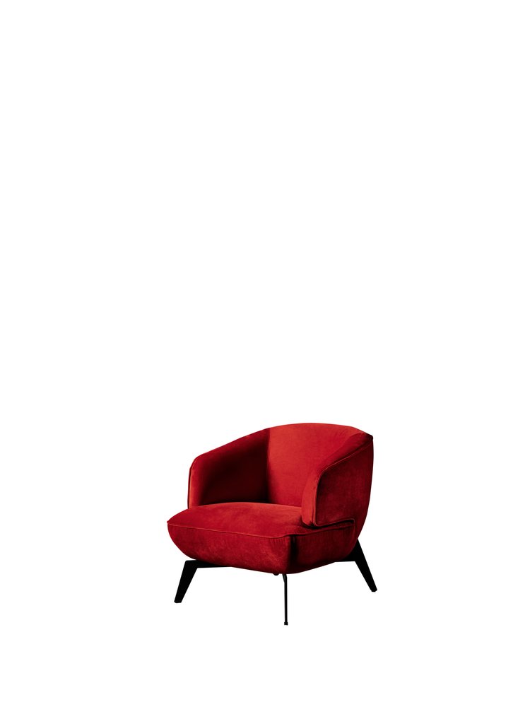 Red Velvet Black Metal Lounge Chair 28"