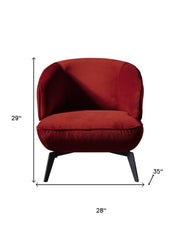 Red Velvet Black Metal Lounge Chair 28" - Fluent Trends Accent Chairs