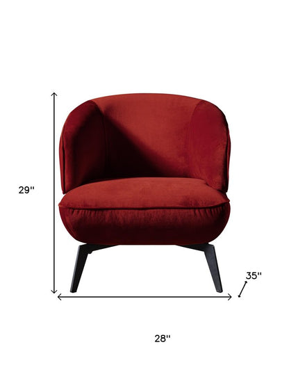 Red Velvet Black Metal Lounge Chair 28"