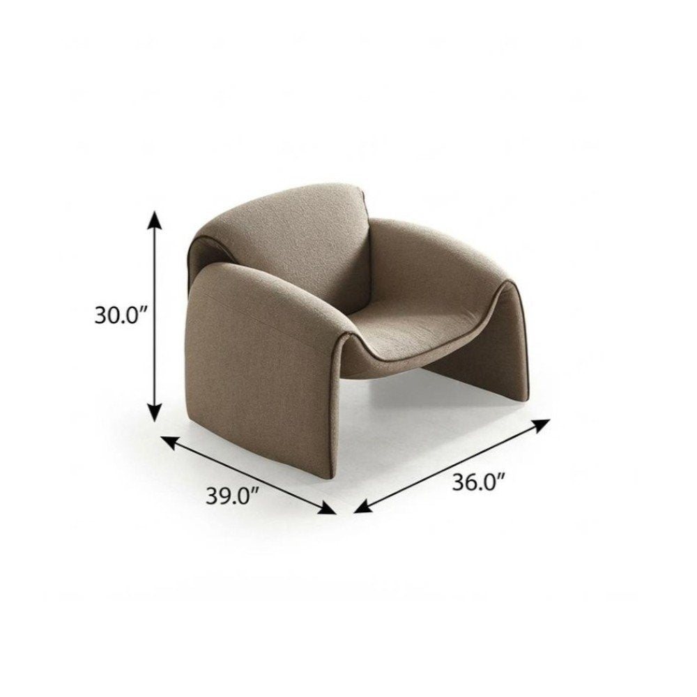 Sculpted Taupe Boucle Lounge Chair | 39″ Wide