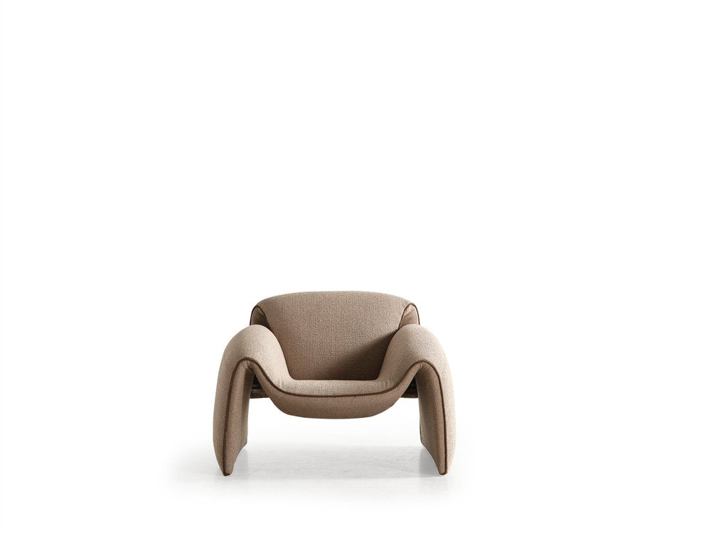 Sculpted Taupe Boucle Lounge Chair | 39″ Wide