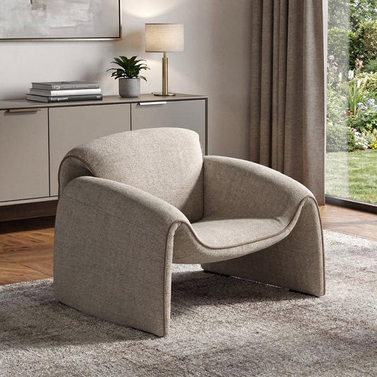 Sculpted Taupe Boucle Lounge Chair | 39″ Wide