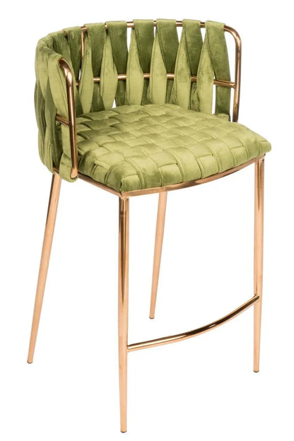 Weaver 27 inch Green Velvet Counter Chair with Gold Base Front View