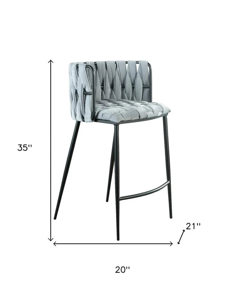 Dimensional Specification Graphic for Weaver 27" Counter Bar Chair Showing 35-inch Overall Height and 20-inch Width Measurements