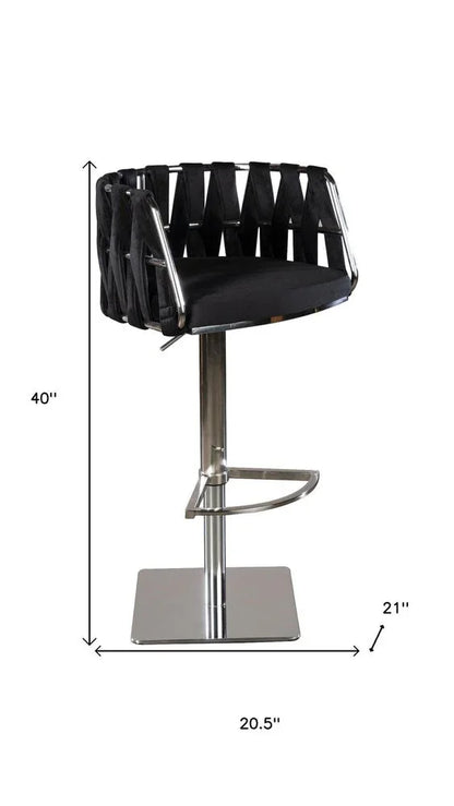 Weaver 27 inch Counter Bar Chair Black and Silver Swivel Profile