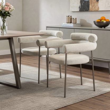 Modern Boucle Dining Armchairs (Set of 2)