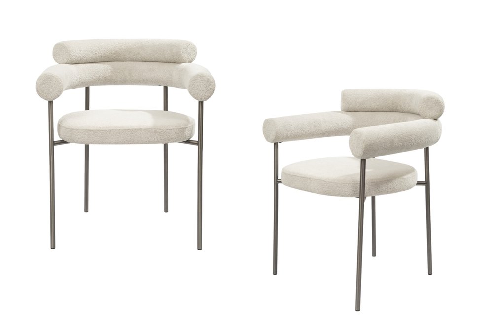 Modern Boucle Dining Armchairs (Set of 2)