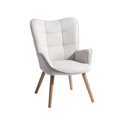 Beige Tufted Chenille Wingback Chair 23"