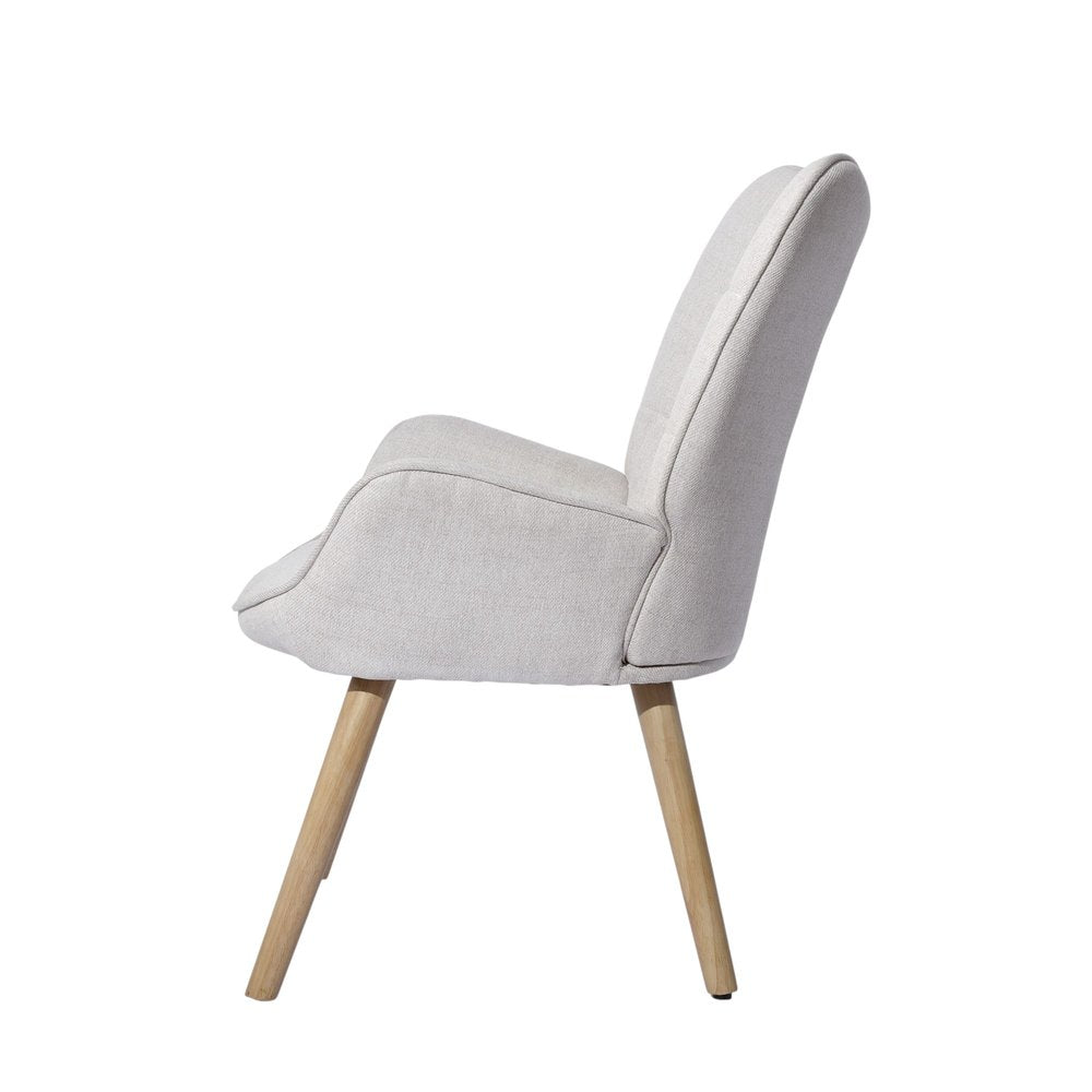 Beige Tufted Chenille Wingback Chair 23"