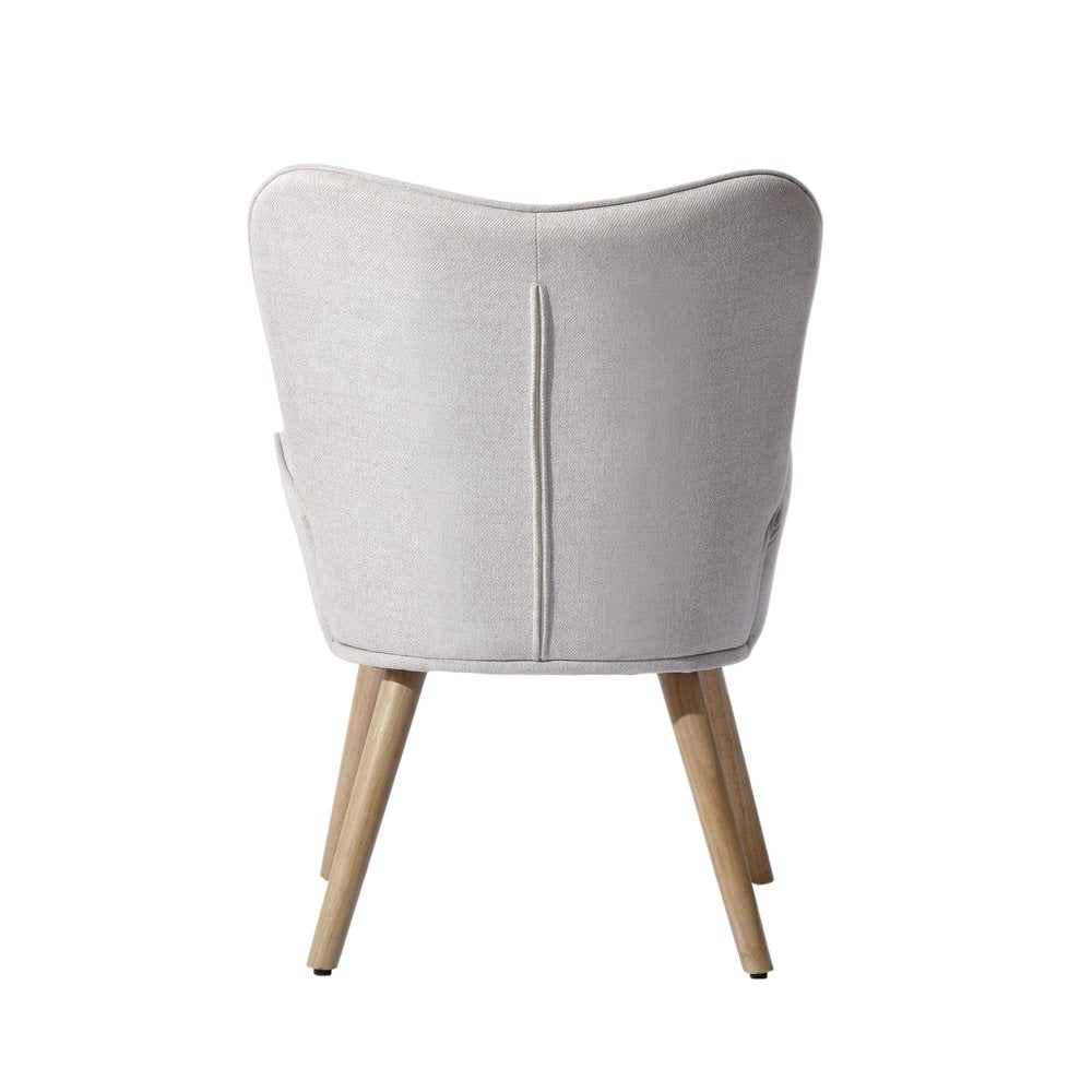 Beige Tufted Chenille Wingback Chair 23"