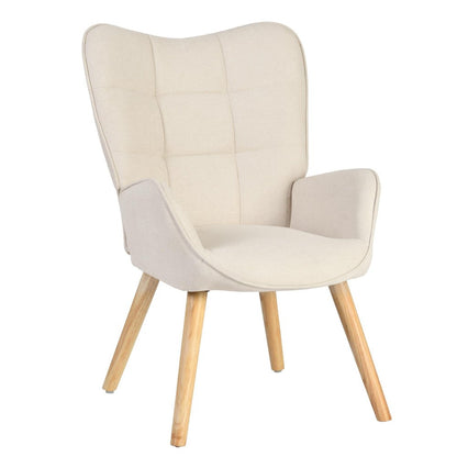 Beige Tufted Chenille Wingback Chair 23"