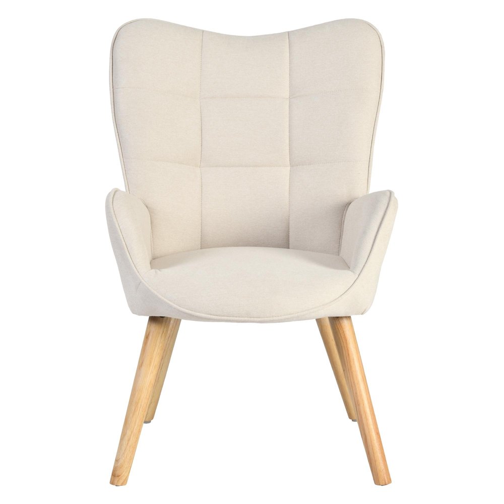 Beige Tufted Chenille Wingback Chair 23"