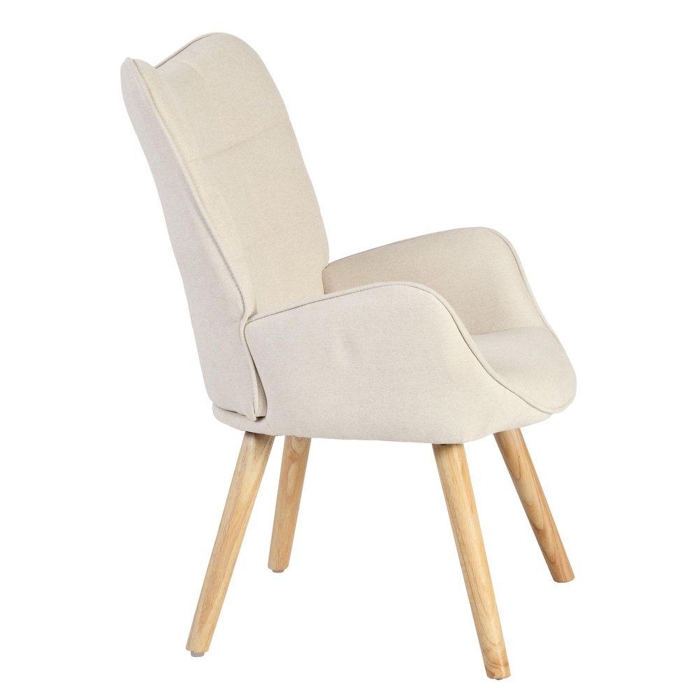 Beige Tufted Chenille Wingback Chair 23"
