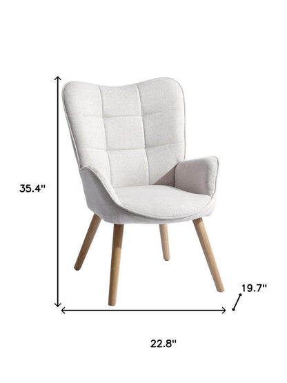 Beige Tufted Chenille Wingback Chair 23"