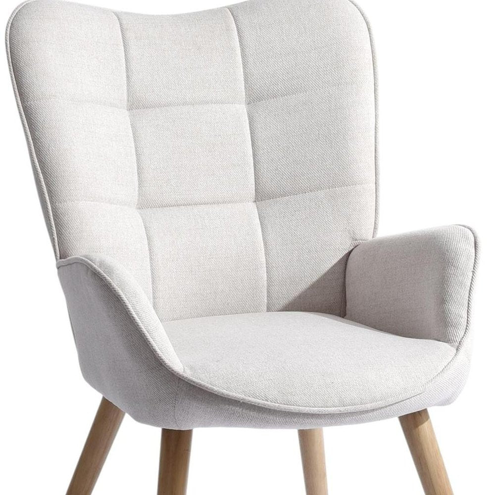 Beige Tufted Chenille Wingback Chair 23"