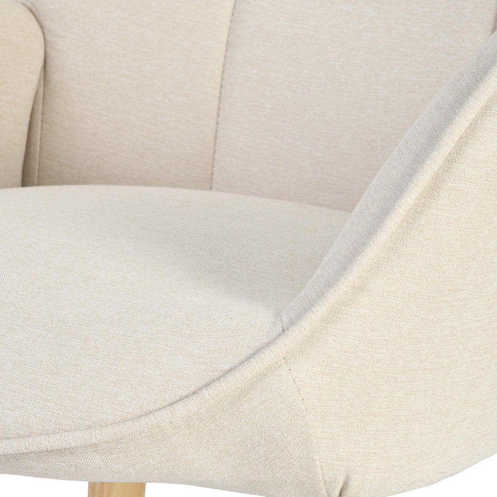 Beige Tufted Chenille Wingback Chair 23"
