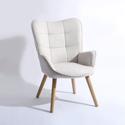 Beige Tufted Chenille Wingback Chair 23"