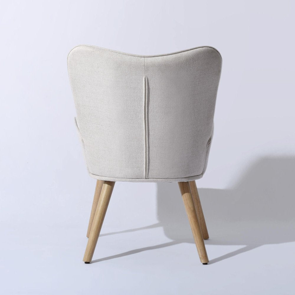 Beige Tufted Chenille Wingback Chair 23"