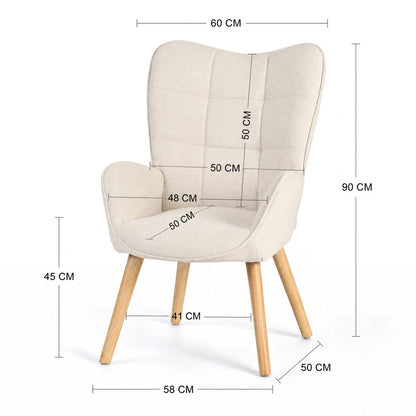 Beige Tufted Chenille Wingback Chair 23"