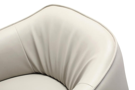Modern Light Gray Faux Leather Steel Arm Chair - Black Legs