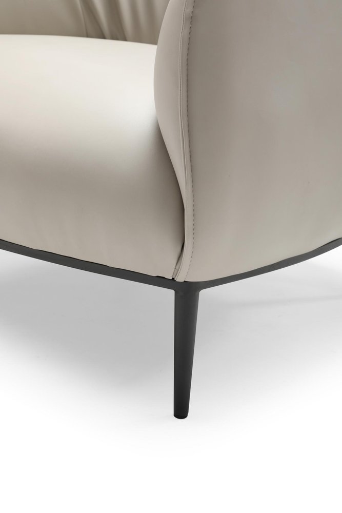 Modern Light Gray Faux Leather Steel Arm Chair - Black Legs