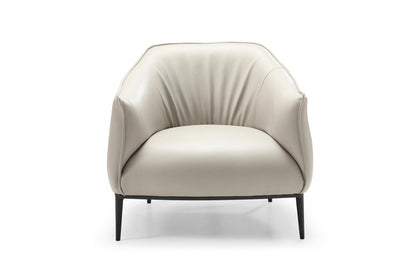 Modern Light Gray Faux Leather Steel Arm Chair - Black Legs