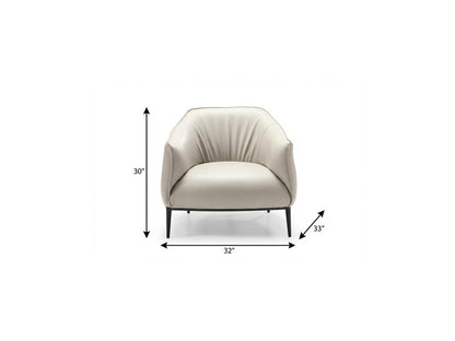 Modern Light Gray Faux Leather Steel Arm Chair - Black Legs