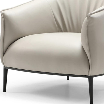 Modern Light Gray Faux Leather Steel Arm Chair - Black Legs
