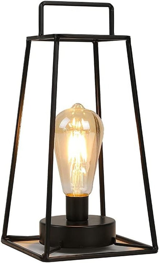 12" Black Cordless Geometric Metal Lantern