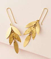 Chameli Leaf Gold Chandelier Dangle Earrings - Fluent Trends