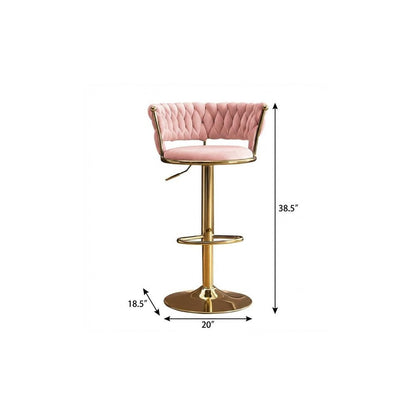 Lila Pink Velvet Adjustable Swivel Bar Stools - Set of 2