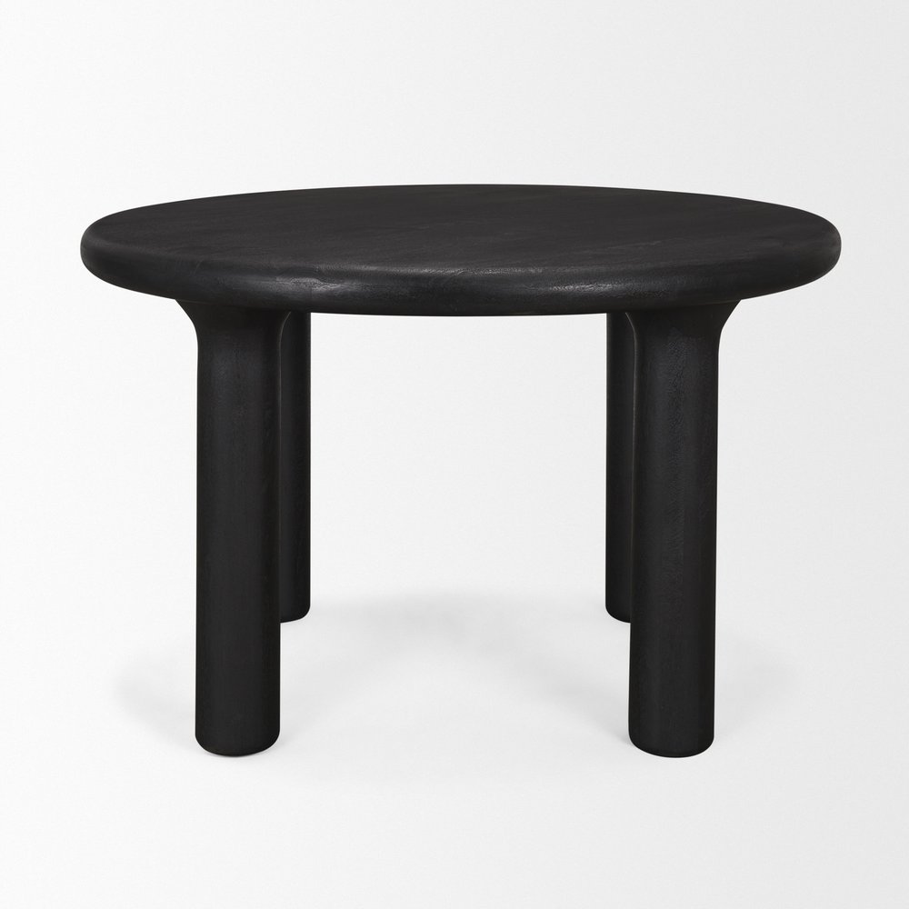 Black round table on a white background