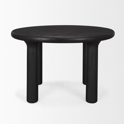 Black round table on a white background