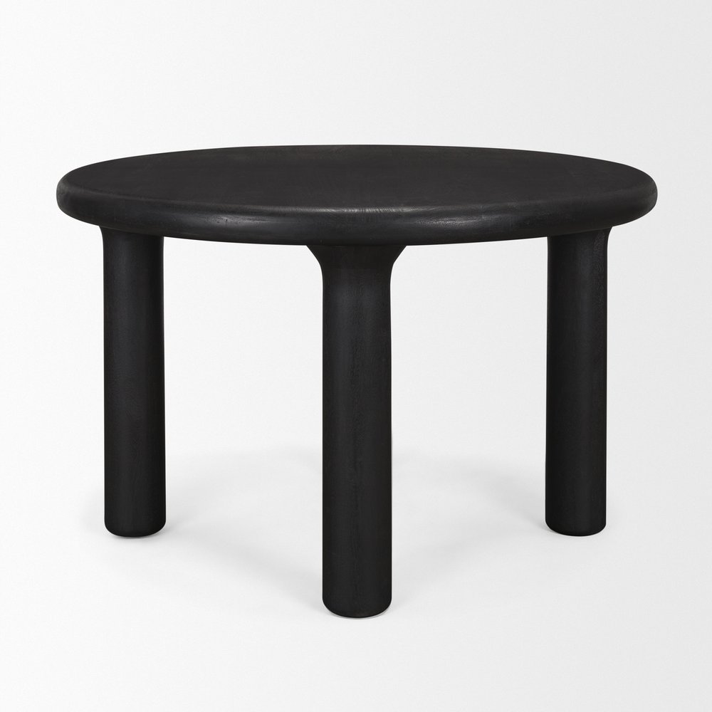 Black round table on a white background